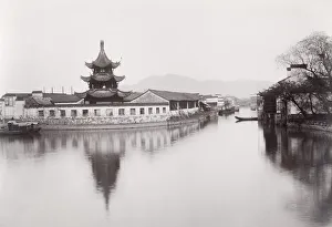 Late 19th century photograph: Hwai river, now Huai River, creek, China Late 19th century photograph: Hwai river, now Huai River, creek, China