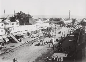 Late 19th century photograph: Street scene, Jaipur, Jeypore, India Late 19th century photograph: Street scene, Jaipur, Jeypore, India