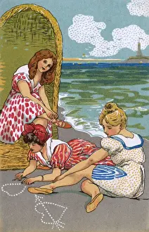 Late 19th century Prussian Bathers - Baltic Coastal Resort