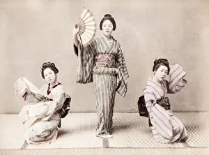 Geisha Prints: Late 19th century - young Japanese dancers