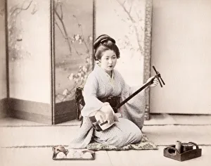 Geisha Prints: Late 19th century - young Japanese musician