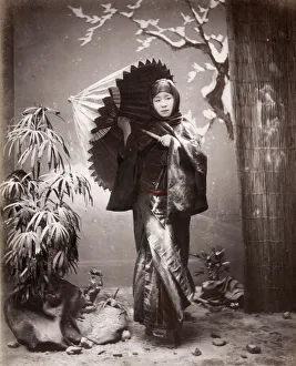 Late 19th century - young Japanese woman, winter clothes