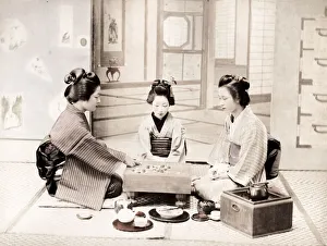 Late 19th century - young Japanese women, board game