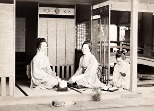 Late 19th century - young Japanese women, tea house
