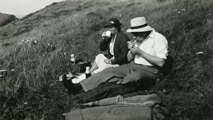 Blanket Collection: A late middle-aged couple enjoying a picnic