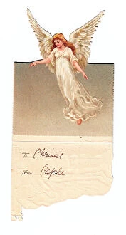 Angels Collection: Late Victorian 1890s Greetings Card Christmas