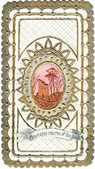 Late Victorian 1890s Greetings Card Gold Cream