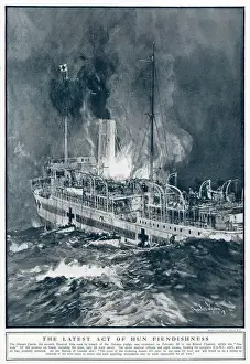 The latest act of Hun fiendishness during the First World War: the Glenart Castle