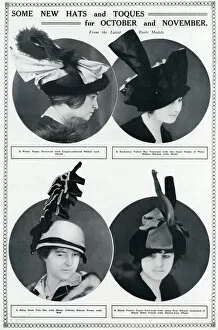 Images Dated 18th October 2017: Latest fashionable autumn hats 1913