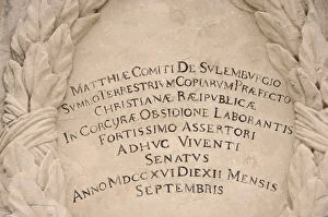 Images Dated 8th June 2007: Latin inscription on the pedestal of the statue of Marshal J
