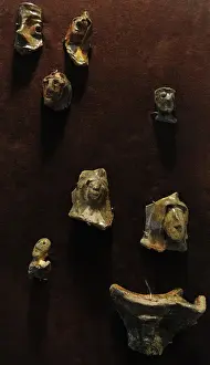 Latvia. 13th century. Glazed pottery fragments forms of huma