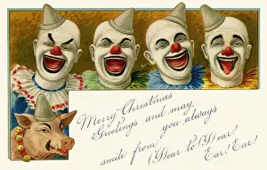 Four Prints: Four laughing clowns