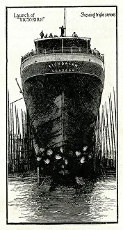 Triple Prints: Launch of Allan Liner steamship, Victorian