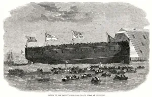 Ironclad Gallery: Launch of Her Majestys Ironclad Frigate at Devonport Date: 1863