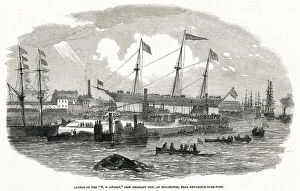 Emigration Collection: Launch of the W. S. Lindsay, iron emigrant ship 1852