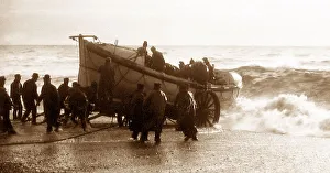 A Launching a lifeboat