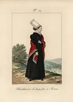 Chignon Prints: Laundry woman of fine linen at Rouen in a tall