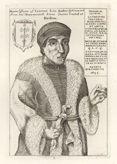 Font Prints: Laurens Janszoon Coster, Dutch inventor of printing, c.1370-1440