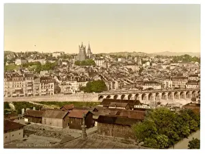 Lausanne Prints: Lausanne, general view, Geneva Lake, Switzerland