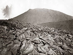 Lava of the slopes of volcano Vesuvius, italy, circa 1880s