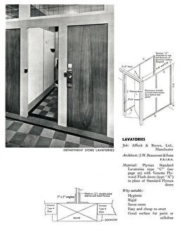 Images Dated 9th April 2019: Lavatories in a department store, using Plymax plywood