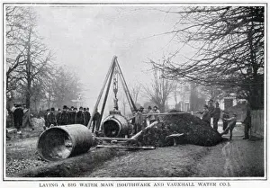 New Images July 2023 Prints: Laying big main water pipes, Southwark and Vauxhall 1900