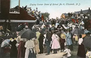 Laying foundation stone, Elizabeth, New Jersey, USA