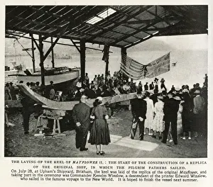 Founding Prints: The laying of the keel of Mayflower II