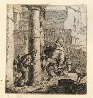 Beggar Prints: Lazarillo de Tormes and the blind man bumping into a pillar