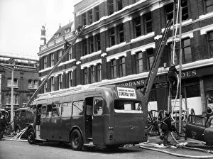Images Dated 31st May 1963: LCC-LFB Aftermath of major building fire in Hackney