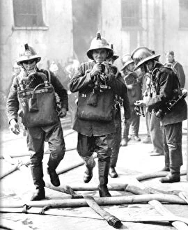 1938 Collection: LCC-LFB changeover from brass to cork fire helmets