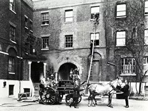 Images Dated 14th October 2011: LCC-LFB horse drawn steamer at drill, Southwark HQ
