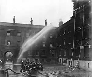 Motorised Prints: LCC-London Fire Brigade, motorised pump at hose drill