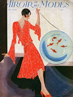 Bowl Gallery: Le Miroir des Modes front cover - art deco woman & goldfish