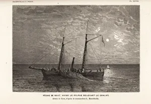 Moonlight Prints: Le Sylphe fishing by night
