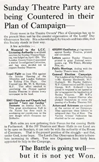 Leaflet Prints: Leaflet 2 against Sunday opening of Theatres and Cinemas