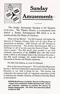 Leaflet Prints: Leaflet 4 against Sunday opening of Theatres and Cinemas