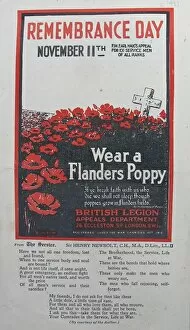Print Collection: Leaflet advertising Remembrance Day, 11th November 1927