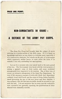 Images Dated 1st March 2012: Leaflet, A Defence of the Army Pay Corps