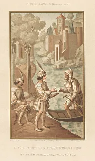 Leander Prints: Leander sending a love letter to Hero