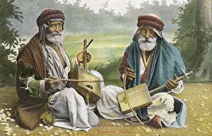 Lute Prints: Lebanon - Two Bedouin Musicians playing masenqo