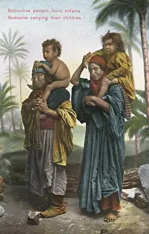 Backs Prints: Lebanon - Two Bedouin Women with children on their backs