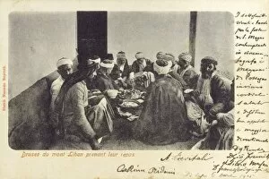 Sheikh Collection: Lebanon - Druze eating a meal