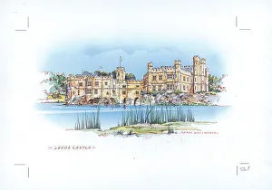 Leeds Castle Landscape scene England Watercolour