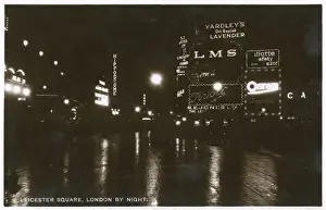 Hoardings Prints: Leicester Square, London - By Night - Neon Illuminations