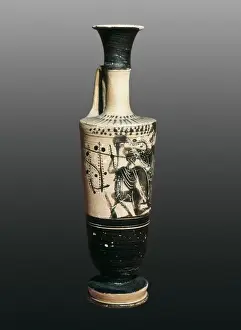 Lescala Prints: Lekythos decorated with a soldier figure. 5th