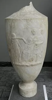 Images Dated 4th March 2012: Lekythos with reliefs depicting a goodbye with three women