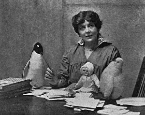 Lena Prints: Lena Ashwell in a Three Arts overall, WW1