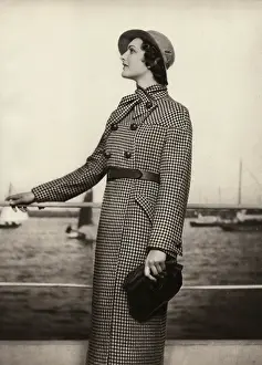 Breasted Prints: Full length tweed coat 1935
