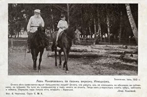 Tolstoy Collection: Leo Tolstoy and his Grandson out riding